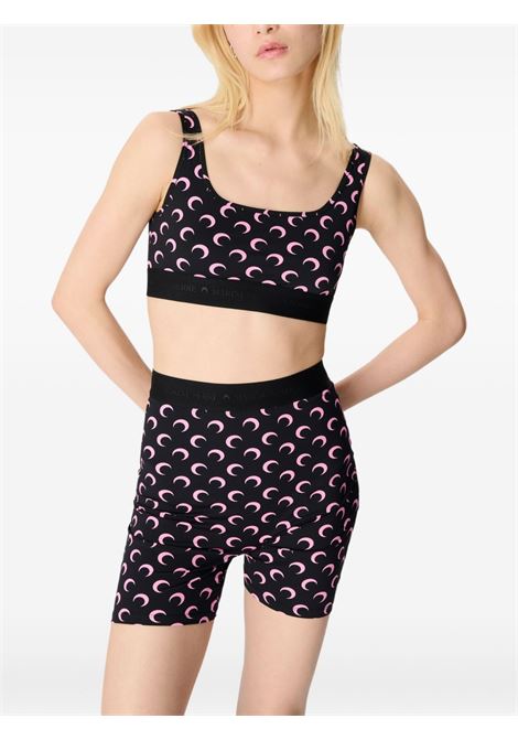 moon printed jersey sports bra woman black and pink MARINE SERRE | WUW055BCJER0001BK90